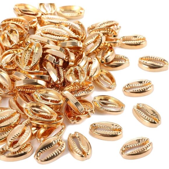 NWT Gold Plated Electroplated Shell Beads 100qty - Picture 1 of 6